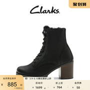 Clarks其乐女鞋马丁靴女冬季英伦高跟保暖靴雪地靴高帮女靴