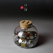 琅沐猪储钱罐可存可取玻璃软木硬币储蓄罐，透明饰品摆件婚嫁
