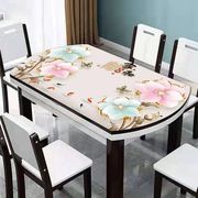 桌布防水防油印花餐桌椭圆形，不透明pvc软玻璃水晶板免洗盖布