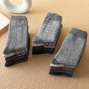 男士羊毛袜子加厚不加绒长筒秋冬季保暖中老年人抗寒护腿袜商务袜