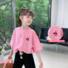女童短袖t恤2023夏装，儿童韩版宽松条纹，上衣宝宝夏季洋气体恤