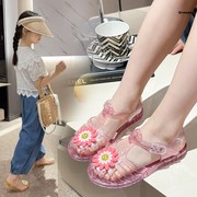 。儿童公主果冻凉鞋，女童女宝塑料，水晶鞋透明宝宝女孩包头夏款女大