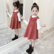 女童2024春秋套装连衣裙韩版儿童休闲两件套背心裙女孩公主裙
