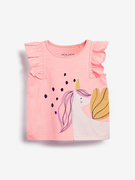 夏季纯棉短袖t恤粉色，波点女童儿童装，8背心上衣薄圆领可爱宝宝