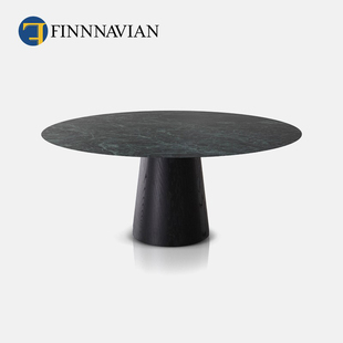 芬纳维亚黑胡桃实木圆餐桌，意式现代大理奢石桌(mushroom蘑菇)