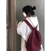 纯色书包女大学生韩版初中，校园双肩包ins大容量，简约森系百搭背包