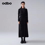 odbo/欧迪比欧时尚荷叶边吊带连衣裙女春季百搭两穿裹胸裙子