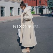 rixoexit法式派克羽绒，棉服中长款过膝上衣，冬季大毛领外套女