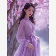 别致漂亮紫色连衣裙春夏茶歇法式高级感气质名媛初恋清纯奶甜裙子