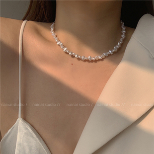 异形珍珠项链~巴洛克复古高级感锁骨链韩国2024春季颈链
