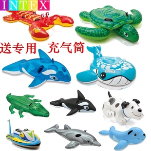 儿童游泳池水上充气坐骑，成人乌龟鳄鱼，海豚动物造型戏水玩具游泳圈