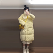 女神保命穿搭奶黄色棉服，女中长款冬2023韩版宽松百搭面包服潮