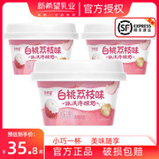 新希望白桃荔枝味冰淇淋酸奶杯装低温风味发酵乳冷藏酸奶100g*6盒
