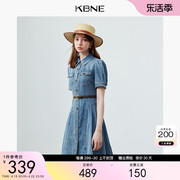 牛仔连衣裙女小众设计kbne2024夏季法式小个子收腰显瘦A字裙