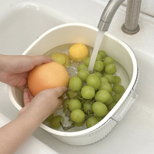 水果盘家用2024多功能，双层洗菜盆沥水篮，厨房水槽大号果盆果篮