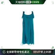 香港直邮潮奢 Alberta Ferretti 女士青色绿色真丝连衣裙