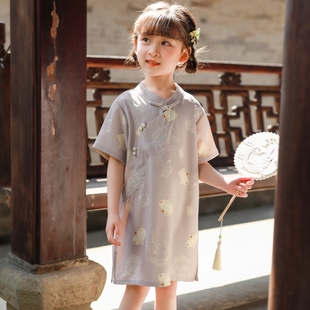儿童旗袍夏季中国风，改良款连衣裙女孩夏洋气(夏洋气)可爱中长款公主裙