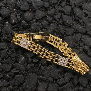 DASEIN ACC高质感镶钻表带ins欧美小众时髦凹造型真金电镀女手链