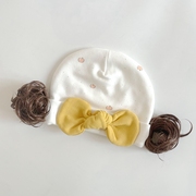 宝宝帽子棉质新生儿百天周岁套头帽假发，帽可爱造型胎帽囟门帽