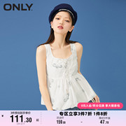 only奥莱夏季甜美蓬蓬下摆，后背镂空无袖雪纺衫女