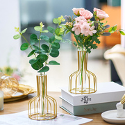 北欧创意玻璃花瓶透明仿真花艺套装水培植物花瓶，客厅餐桌饰品摆件