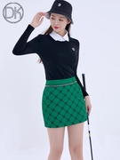 DK高尔夫服装女秋冬运动长袖速干上衣透气绿色短裙子套装球服