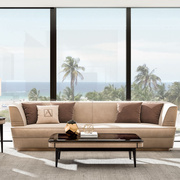 后现代真皮沙发组合意大利轻奢别墅大户型大气客厅新古典家具定制