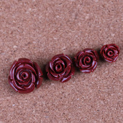 天然朱砂散珠戒指花，玫瑰花自制手链串珠，手工材料饰品编织