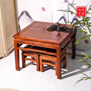 花梨木餐桌实木红木方桌小户型茶桌明清茶桌阳台休闲儿童学习桌