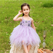女童网红连衣裙夏超仙星星芭蕾舞吊带婴幼儿公主裙柔软网纱蓬蓬裙