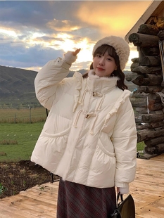 牛角扣羽绒服女冬季2023韩版学生小个子棉袄宽松加厚棉衣外套