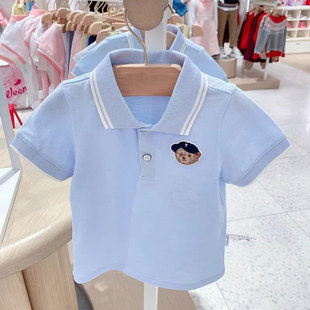 夏款小熊童装男童宝宝，婴童洋气翻领短袖，t恤polo衫