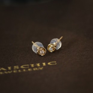 FRAISCHIC「Trinity」 原创设计18K黄金天然钻石耳钉耳环耳饰女