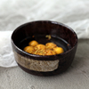 创意日式和风黑色喷墨陶瓷小碗复古粗陶甜品，碗家用汤碗米饭碗