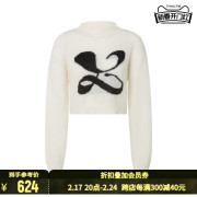Vena Label 23秋冬女士混线提花短款长袖圆领套头毛衣针织衫