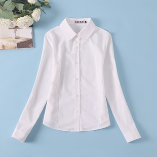 春季学生装韩版ol修身长袖衬衫女生立领，白衬衫衬衣职业装上衣