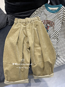 波拉bora韩国童装男童，哈伦裤灯笼裤子，2023秋儿童灯芯绒垮裤休闲裤