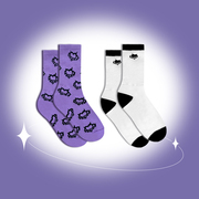 sagidolls少女斗志原创设计logo甜酷百搭中筒短袜，白色紫色女学生