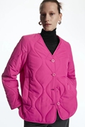 COS女装 2023秋季标准版型轻质绗缝夹克玫粉色棉服1079027004