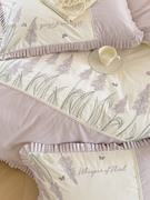 家纺全棉磨毛，100s四件套紫色薰衣草，刺绣秋冬加厚被套床上用品