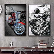 摩托车装饰画街跑哈雷机车工业风复古壁画酒吧咖啡厅，民宿卧室挂画