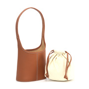 韩国小众设计手提包头层荔枝纹牛皮，抽绳水桶包跨境(包跨境)花篮子包包