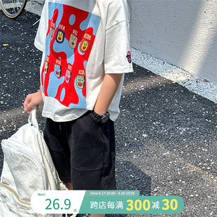 叮叮家童装儿童卡通短袖2024韩版男童印花T恤小男孩休闲半袖t