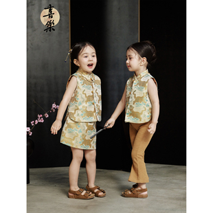 naixibaby|虎嗅蔷薇!女童新中式，马甲织锦缎，对襟背心上衣+半裙