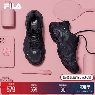 FILA 斐乐猫爪鞋4女鞋情侣老爹鞋黑色鞋子复古运动休闲鞋男鞋