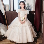 儿童礼服公主裙高端女童婚纱女孩钢琴演出服主持人花童公主裙秋季
