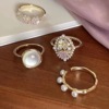 贝母珍珠金色戒指女设计小众高级感轻奢精致潮流网红食指指环叠戴