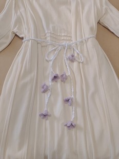 淡淡的紫色原创手工女士棉麻文艺气质花朵搭配裙子长腰绳腰链