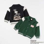 日本采购pm史努比联名系列棒球服外套立领黑色绿色儿童