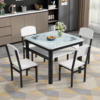 正方形餐桌椅组合小户型钢化玻璃，吃饭桌时尚，双层四方桌家用小桌子